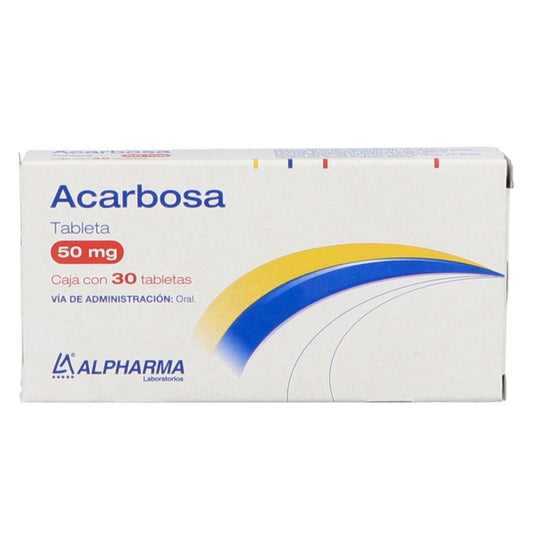 Acarbosa 50 oral, 30 tabletas.