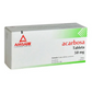 Acarbosa 50 mg, caja con 30 tabletas.