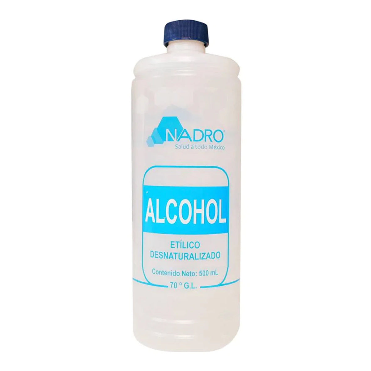 Alcohol etílico desnaturalizado, marca Nadro antiséptico 500 ml.