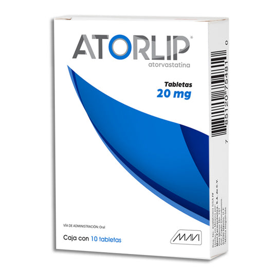 Atorlip, (Atorvastatina), 20 mg, 10 tabletas.
