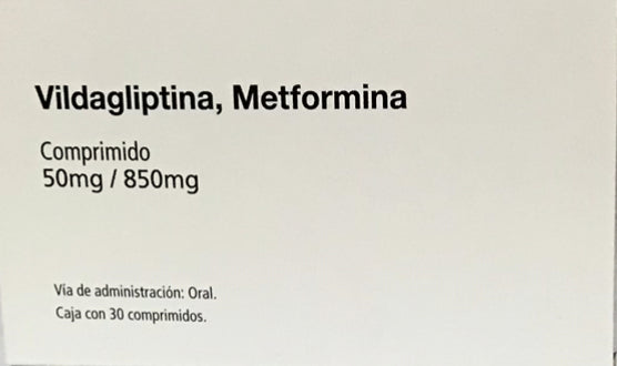 Vildagliptina Metformina, 50/850 mg, Oral 30 Comprimidos.