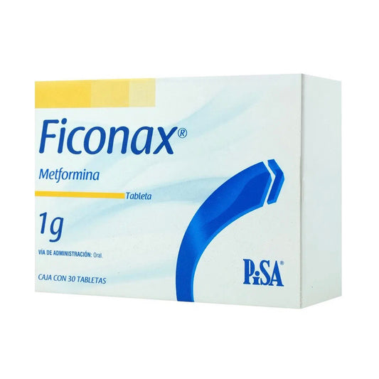 Metformina, marca Ficonax®, 1 g, 30 tabletas