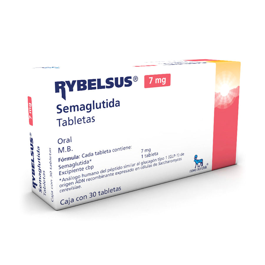 Semaglutida, marca Rybelsus®, 7 mg, caja con 30 tabletas