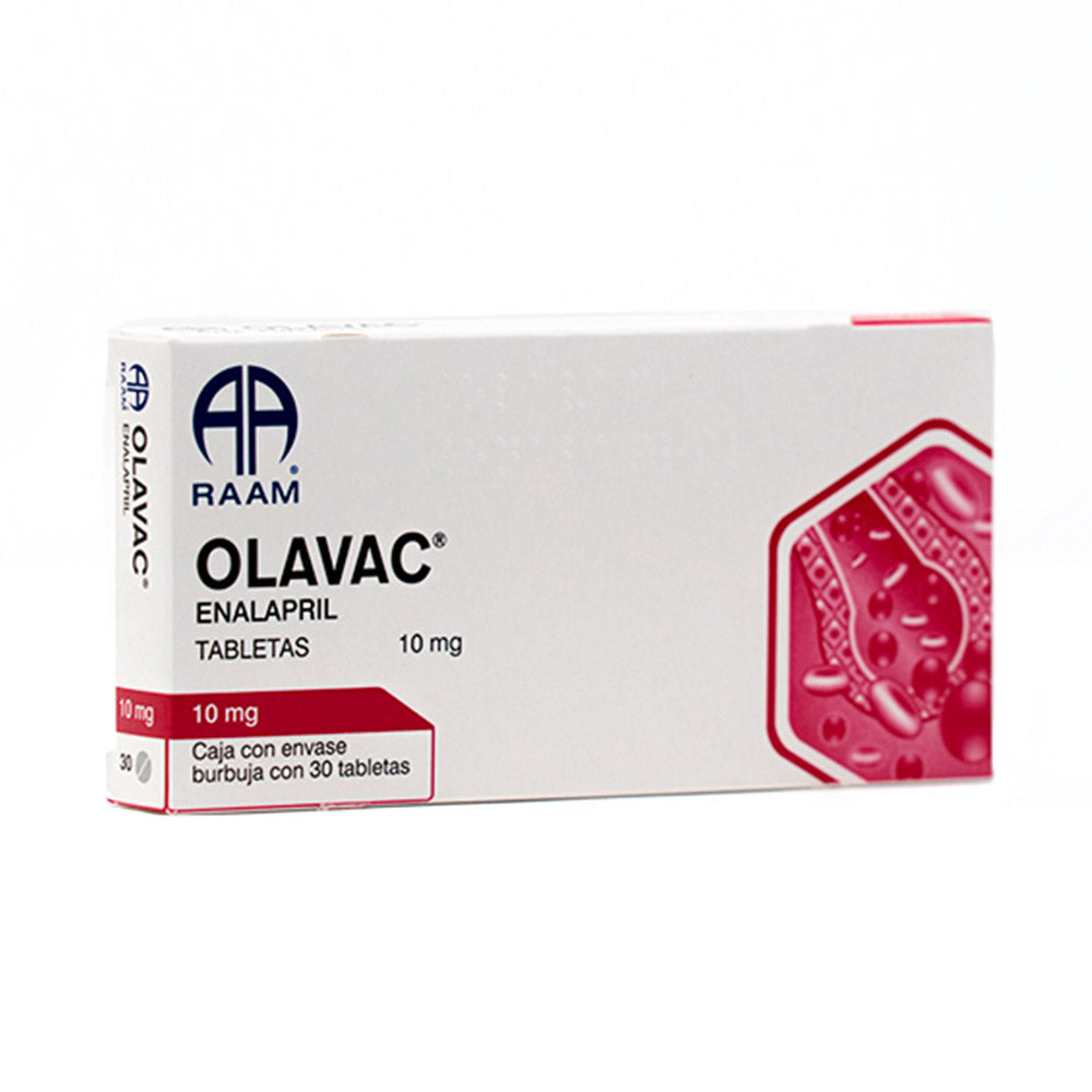 Enalapril, marca Olavac®, 10 mg, 30 tabletas