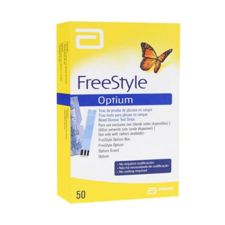 FreeStyle Optium 50 tiras reactivas de prueba de glucosa.