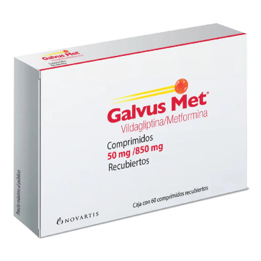 Galvus Met 50/850 mg, Caja con 60 comprimidos.