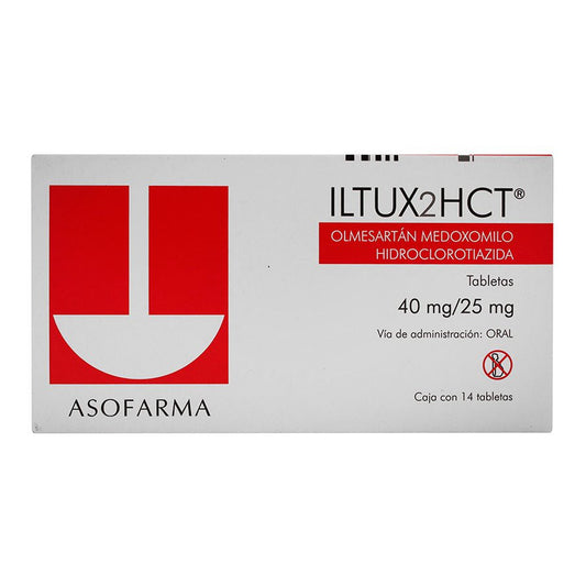 ILTUX2HCT 2HCT 40/25 mg con 14 tabletas.