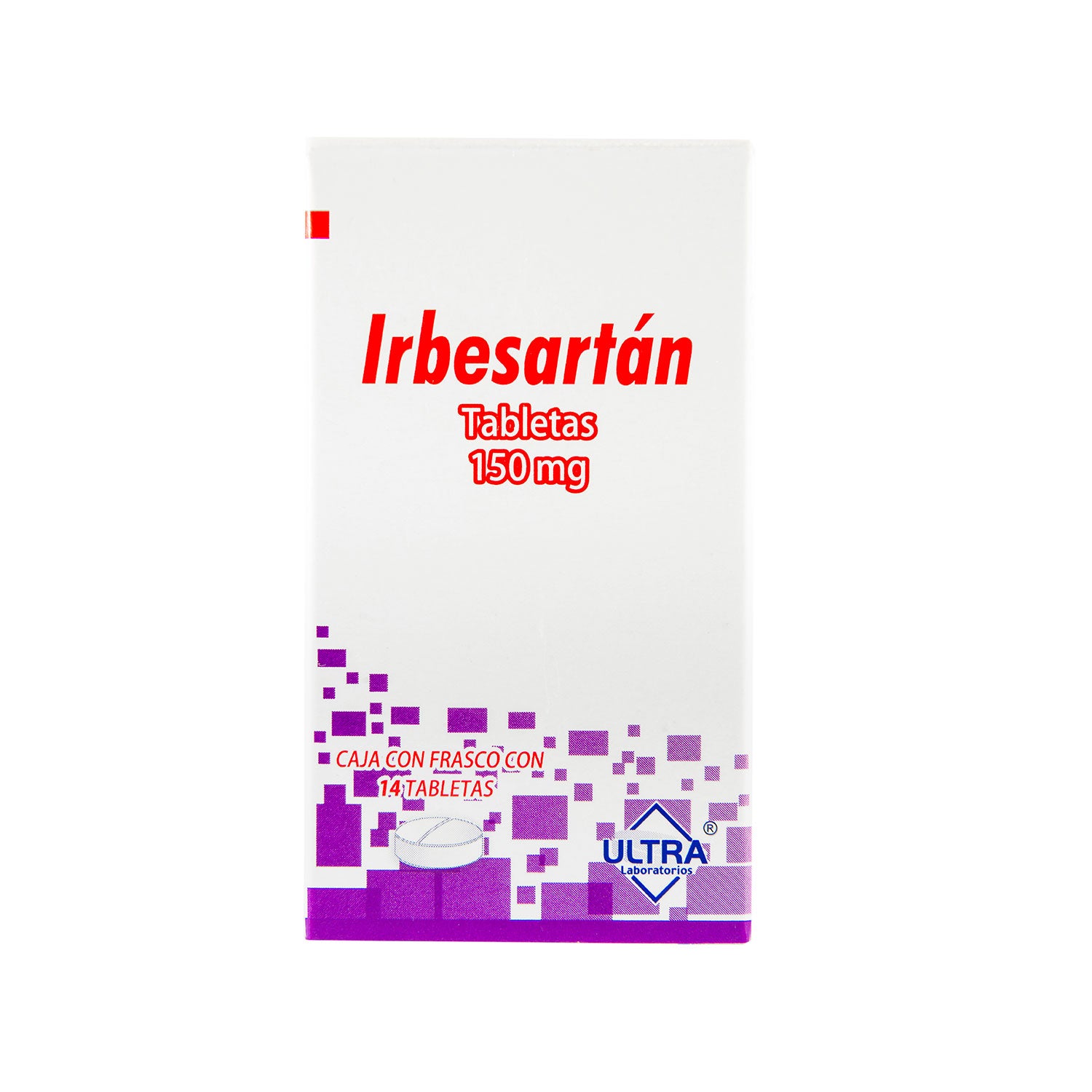 Irbersartán, 150 mg, 14 tabletas