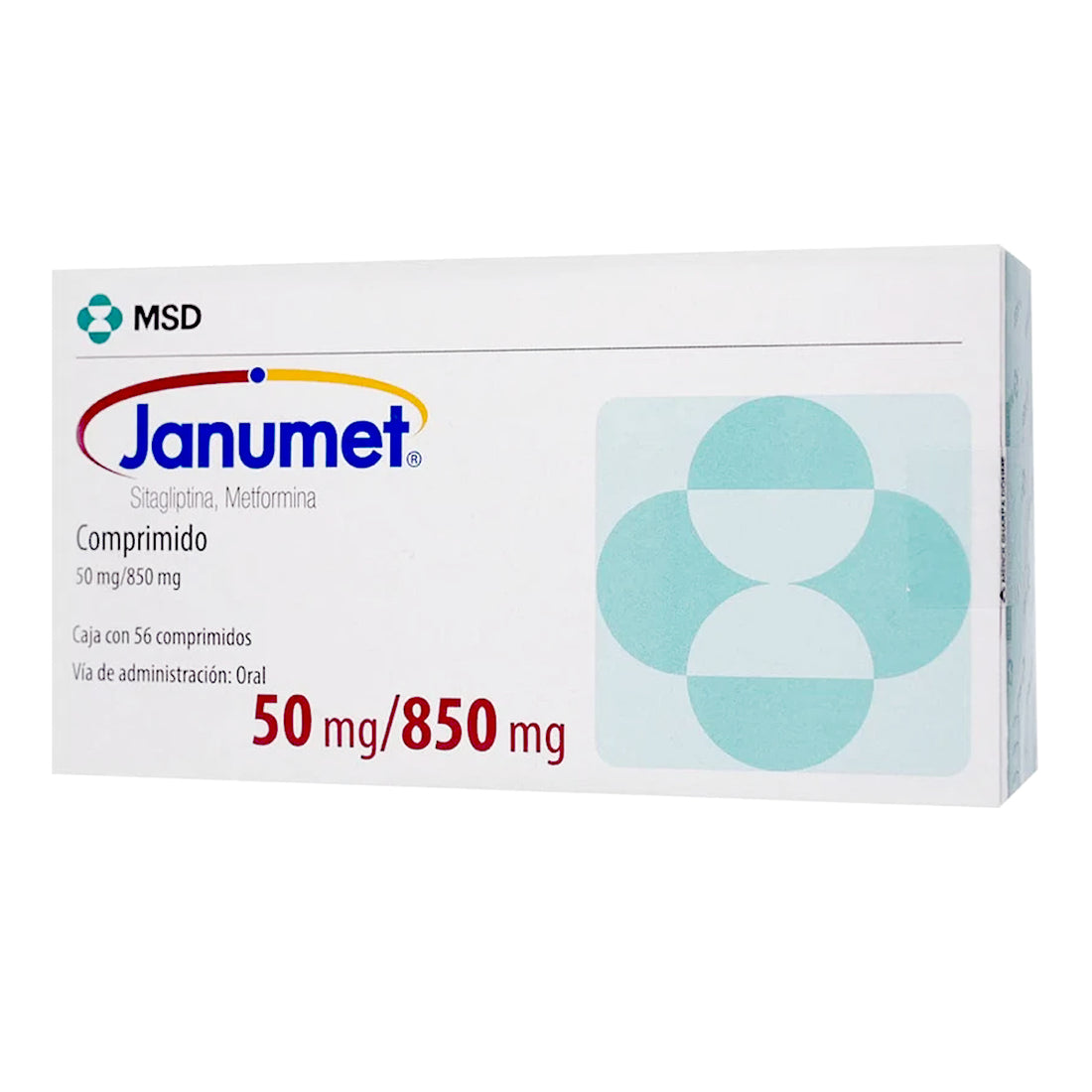 Janumet 50 mg/850 mg, 56 comprimidos.Sitagliptina/metformina Vitialife