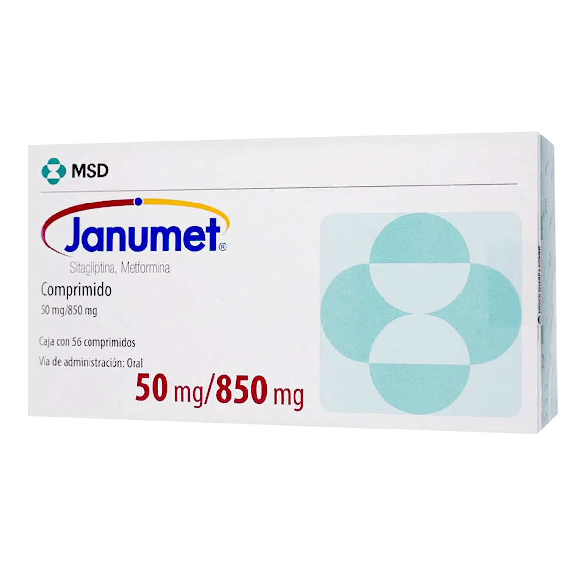 Janumet 50 mg/850 mg, 56 comprimidos.Sitagliptina/metformina