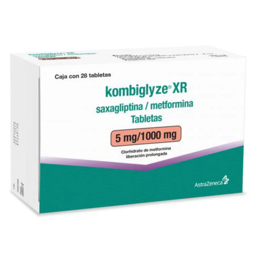 Kombiglyze XR 5/1000 mg, oral, 28 tabletas de liberación prolongada.