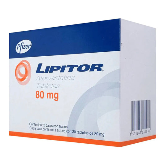 Lipitor 80 mg 30 tabletas. Dos cajas. (Atorvastatina)
