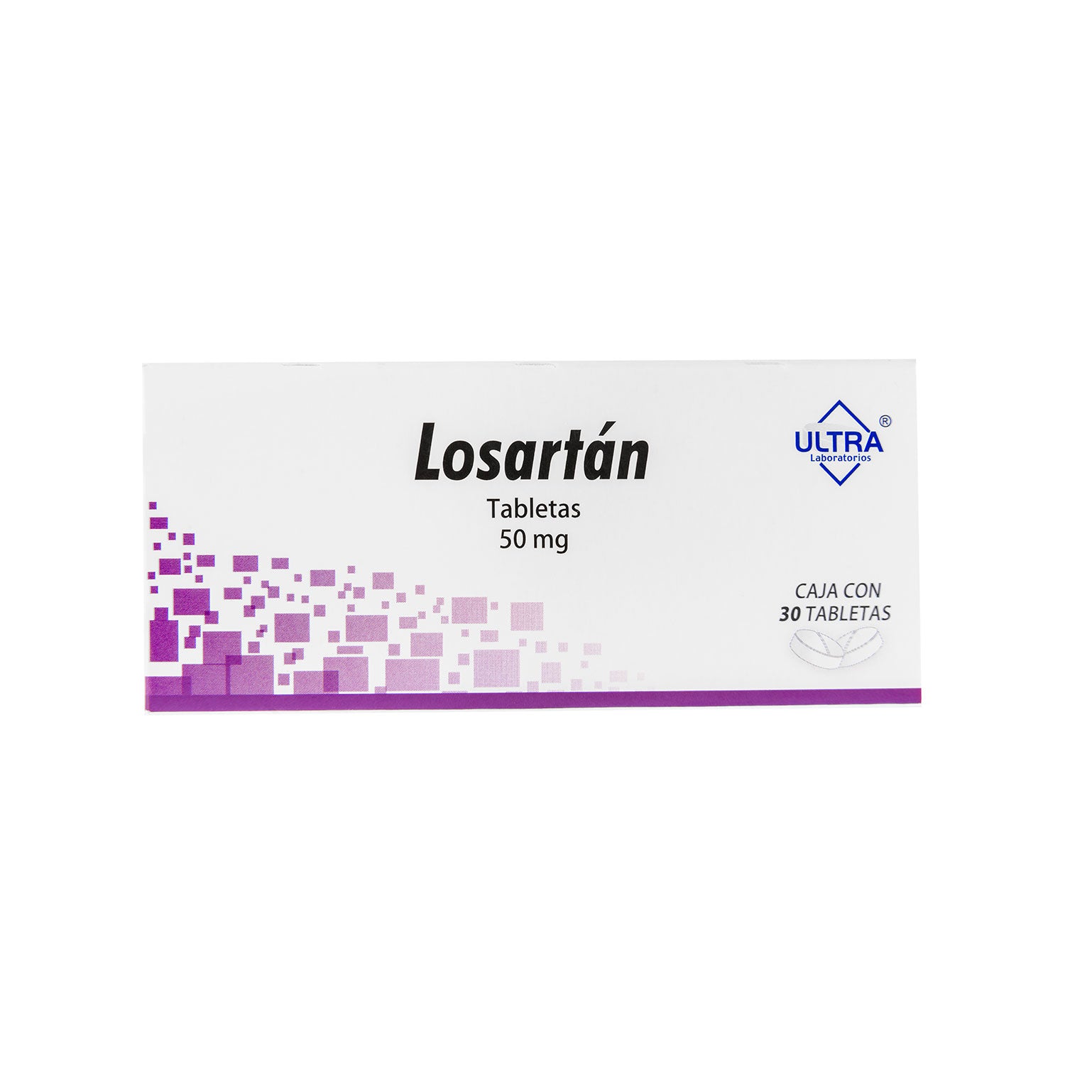 Losartán, 50 mg, 30 tabletas
