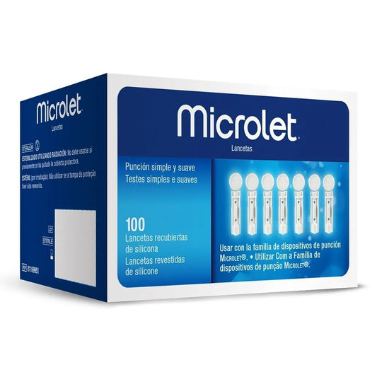 Lancetas recubiertas de silicona, marca Microlet®, 100 unidades