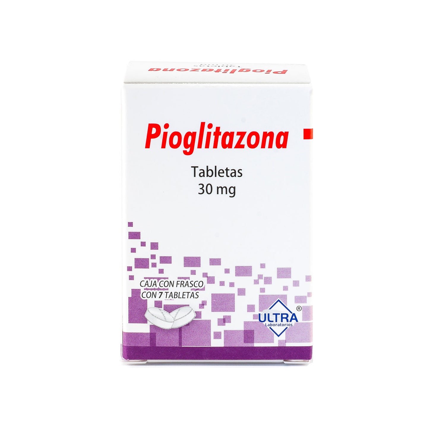 Pioglitazona, 30 mg, 7 tabletas