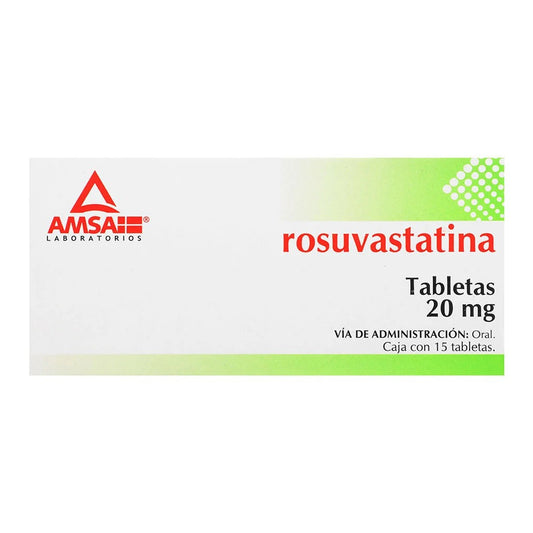 Rosuvastatina 20 mg , oral, 15 tabletas. AMSA