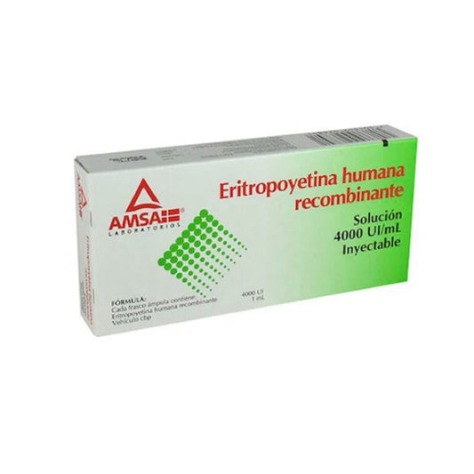 Eritropoyetina humana recombinante, 4000 UI/ mL Inyectable