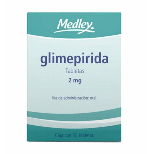 Glimepirida, 2 mg, 30 tabletas